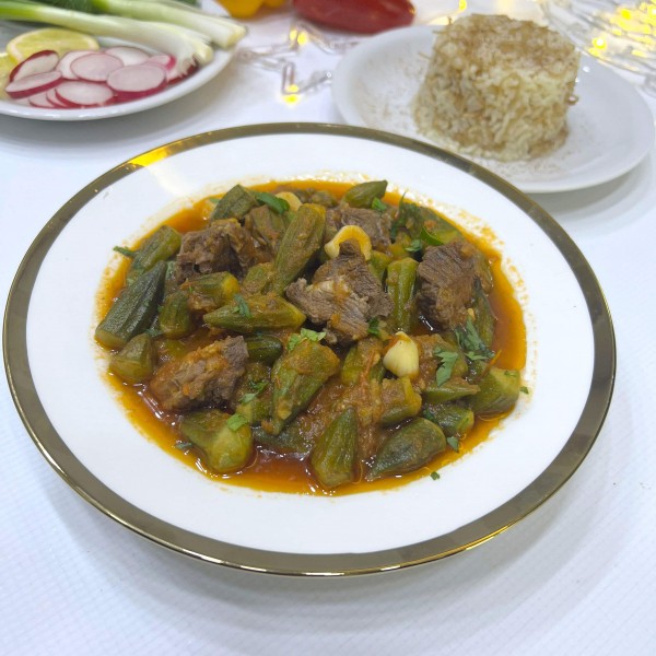 يخنة بامية / Okra Stew With Rice