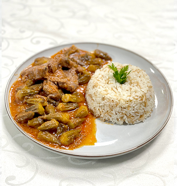 يخنة بامية / Okra Stew With Rice