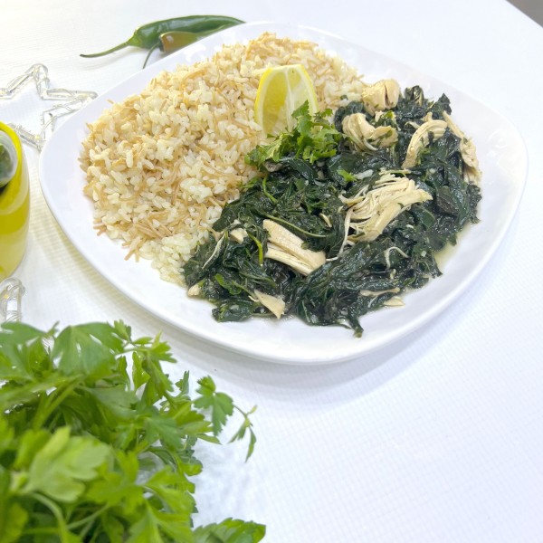 يخنة ملوخية / Mouloukhiye With Rice