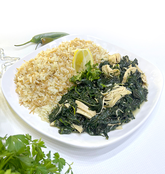 يخنة ملوخية / Mouloukhiye With Rice